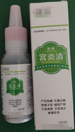 宮炎清--破結排膿、活血化瘀、清解毒、催情促孕，能促進母豬產后康復，快速、高效、自動清除子宮生理“垃圾”，產仔當天徹底清宮，消腫止血、分娩止痛、抗菌消炎，可用于頑固性化膿性子宮內膜炎、陰道炎。