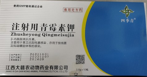注射用青霉素鉀（160萬），治療呼吸道感染、豬丹毒、炭疽病毒、敗血癥，肺疫、惡性水腫、腹膜炎、膿腫等