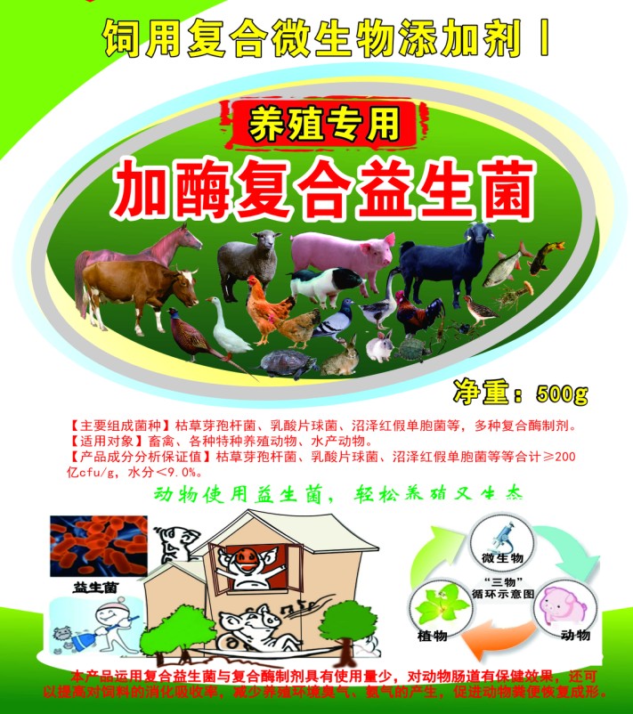 養(yǎng)殖專用加酶復(fù)合益生菌，養(yǎng)豬復(fù)合益生菌，養(yǎng)雞復(fù)合益生菌，鴨鵝養(yǎng)殖復(fù)合益生菌，牛羊養(yǎng)殖復(fù)合益生菌，特種動物養(yǎng)殖復(fù)合益生菌，水產(chǎn)養(yǎng)殖復(fù)合益生菌